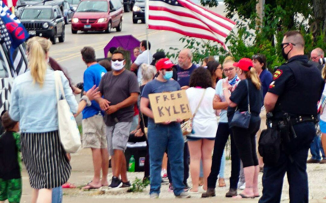 A Kyle Rittenhouse supporter in Kenosha Wisconsin