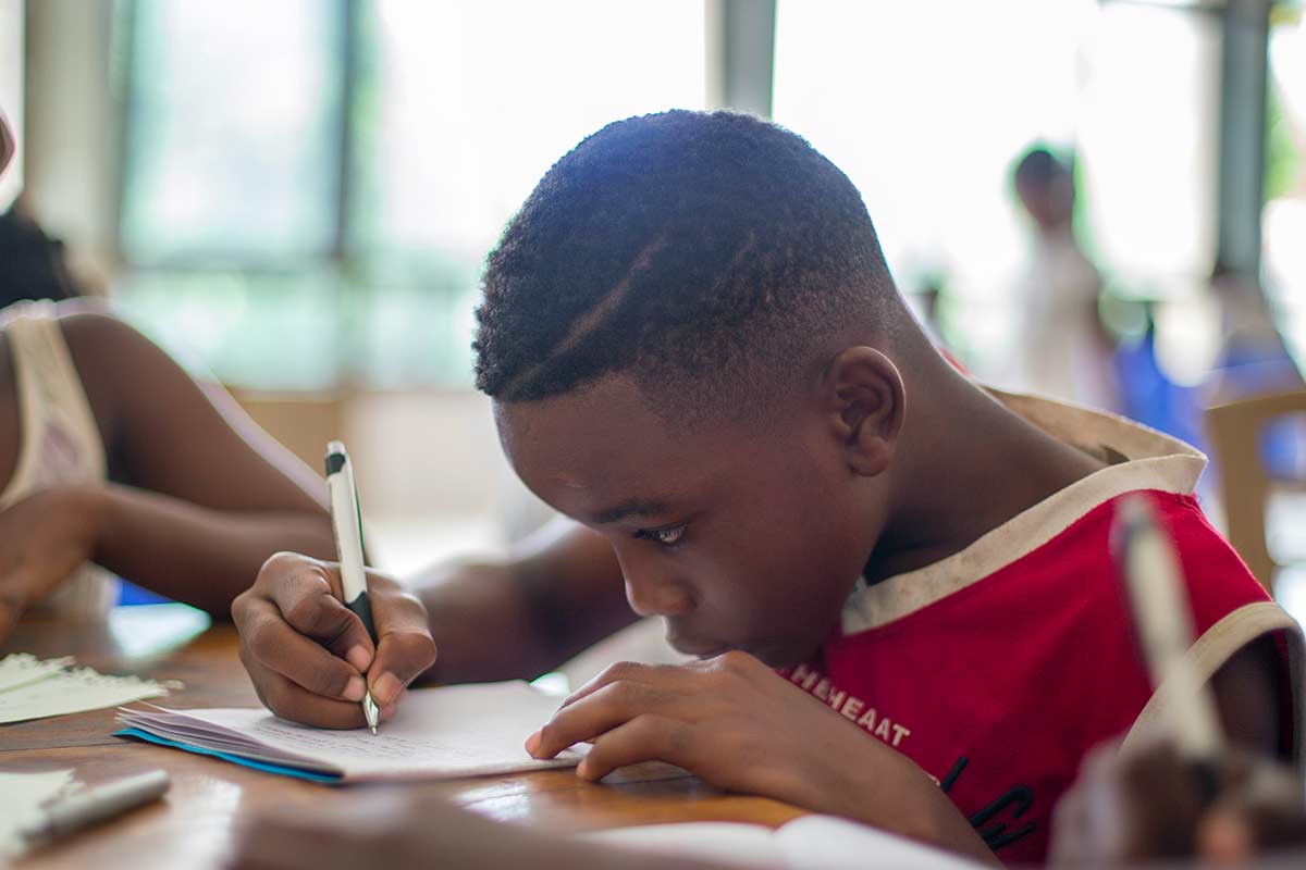 child doing schoolwork