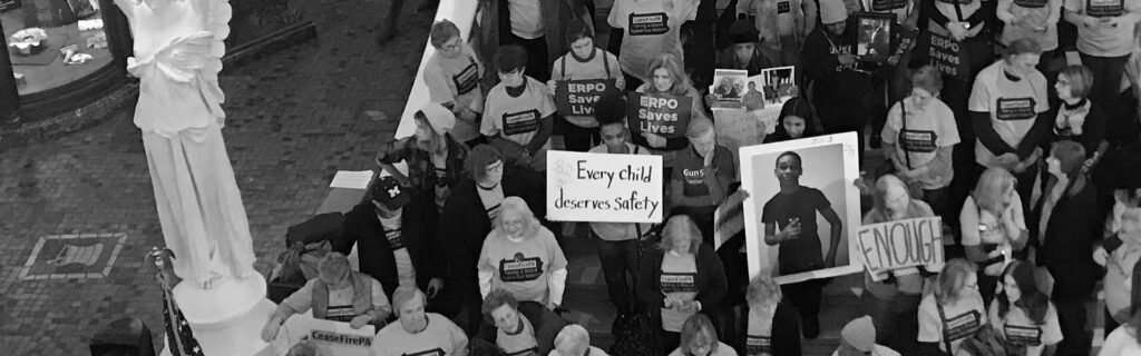 Overhead view of rally at the capitol