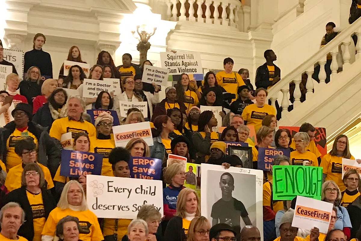 CeaseFirePA and other groups rally at the rotunda